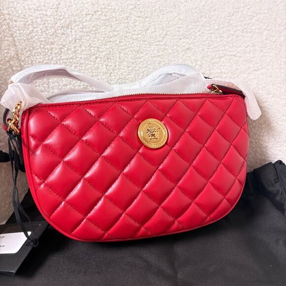 Versace Medusa Red Quilted Crossbody Bag - Picture 4 of 10